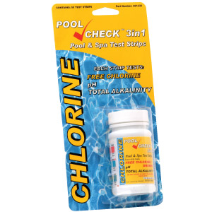 Pool Check Chlorine 3 in1 Test Strips (50PK).